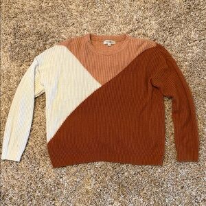 Target Women's Colorblock Crewneck Sweater - Cream, Tan, Brown